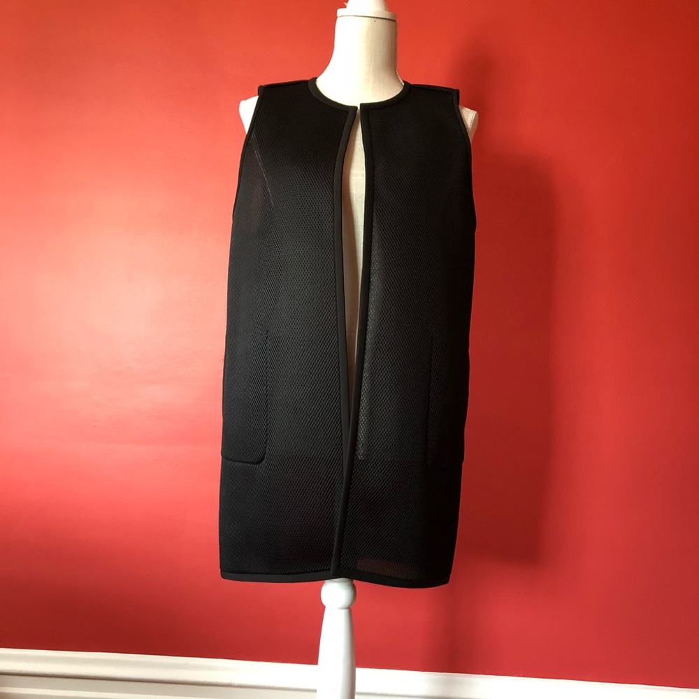 Lafayette 148 New York Blk Mesh Vest Topper